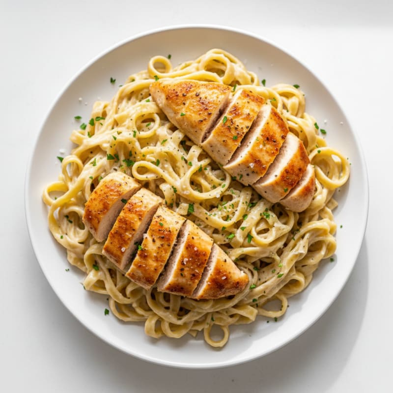 Creamy Garlic Parmesan Alfredo with Fettuccine