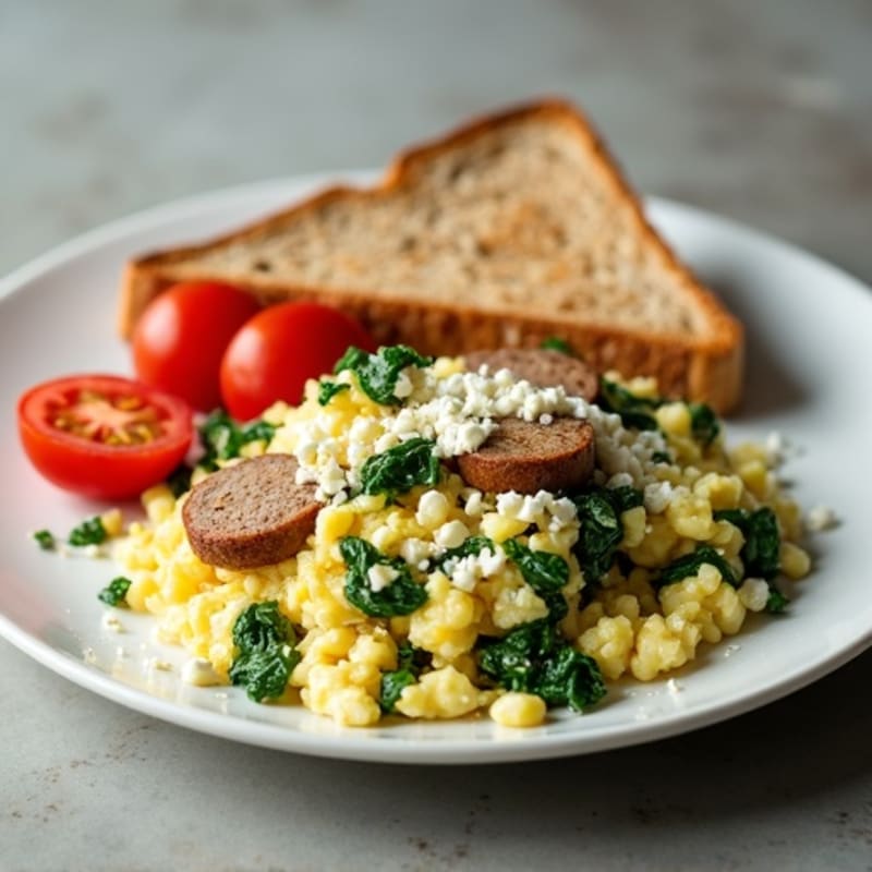 Egg White and Turkey Sausage Scramble with Spinach