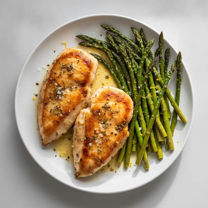 Pan-Seared Chicken with Roasted Asparagus