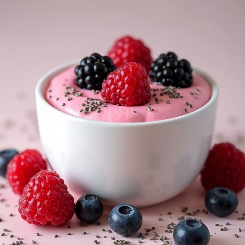 Greek Yogurt Protein Mousse with Mixed Berries