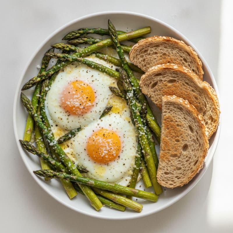 Baked Eggs with Roasted Asparagus