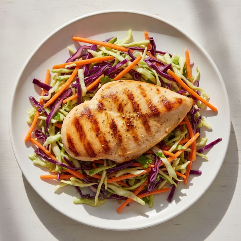Grilled Chicken Breast with Crunchy Cabbage Slaw