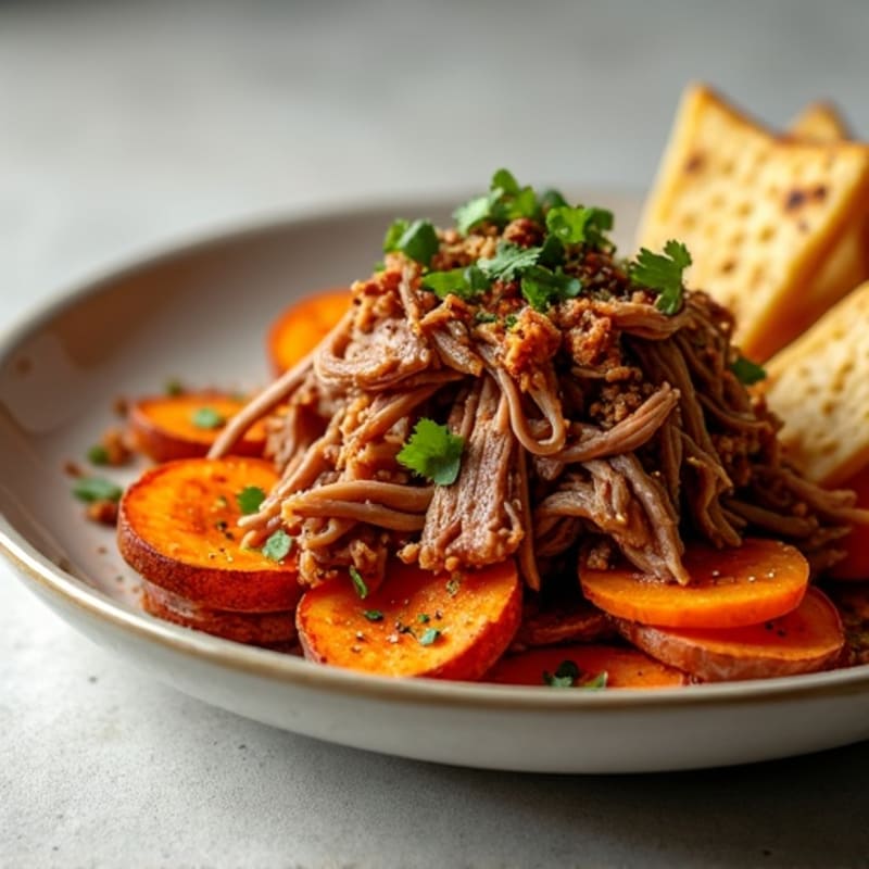 Slow Cooker Pulled Pork with Crispy Sweet Potato Nachos