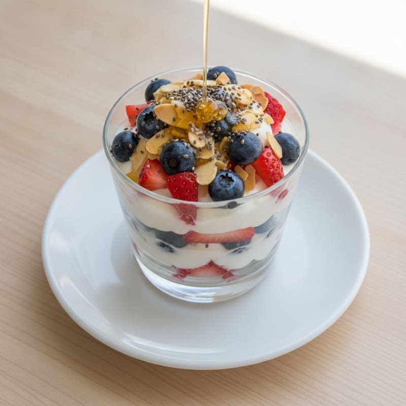 Greek Yogurt Parfait with Fresh Berries and Chia Seeds