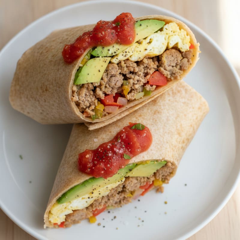 Hearty Sausage and Egg Breakfast Burrito