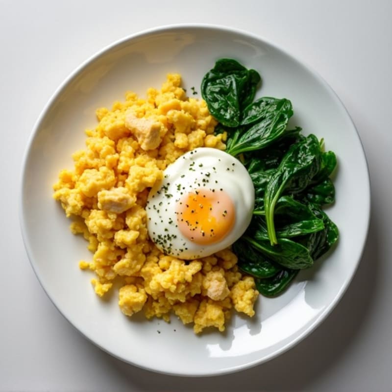 Chicken Egg White Scramble with Spinach and Cottage Cheese