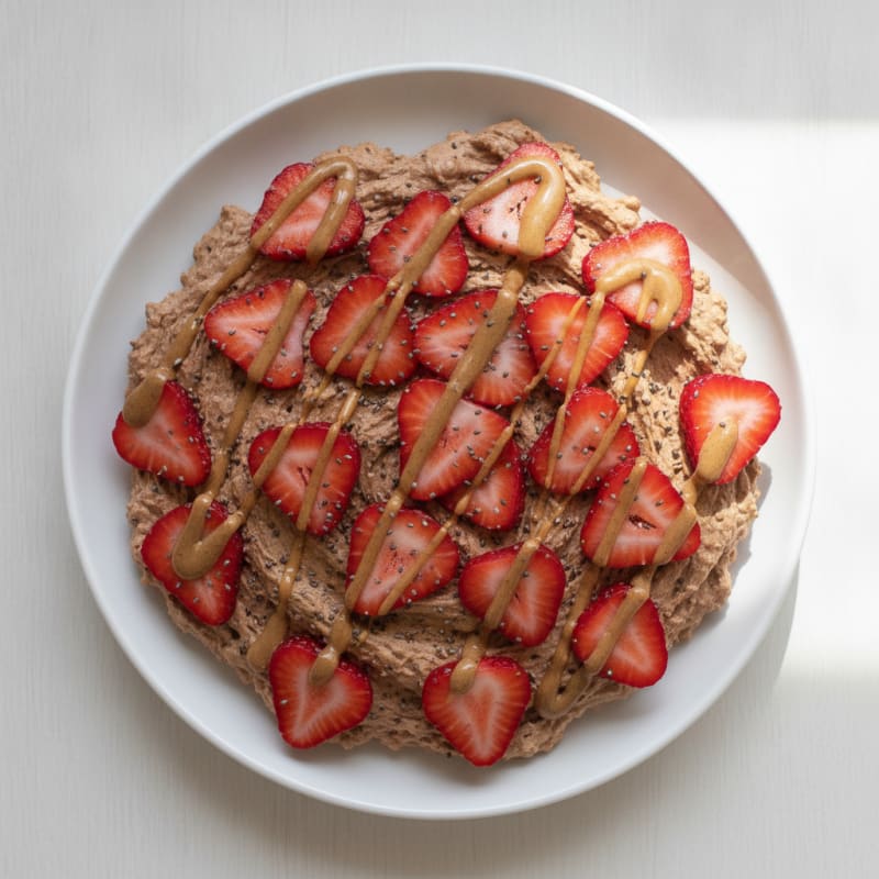 Chocolate Protein Mousse with Sliced Strawberries