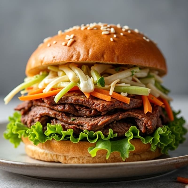 Tender Smoky Brisket Sandwich with Tangy Cabbage Slaw
