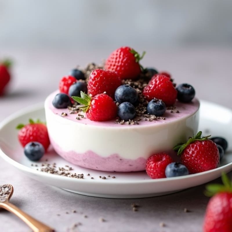 Greek Yogurt Protein Pudding with Mixed Berries