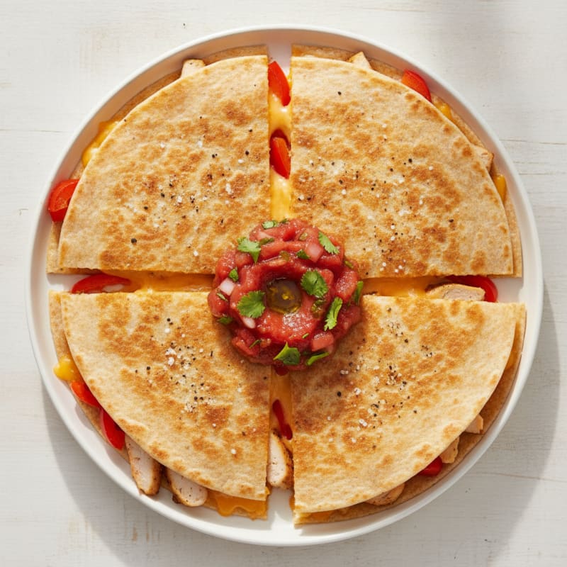 Cheesy Chicken Quesadilla with Salsa