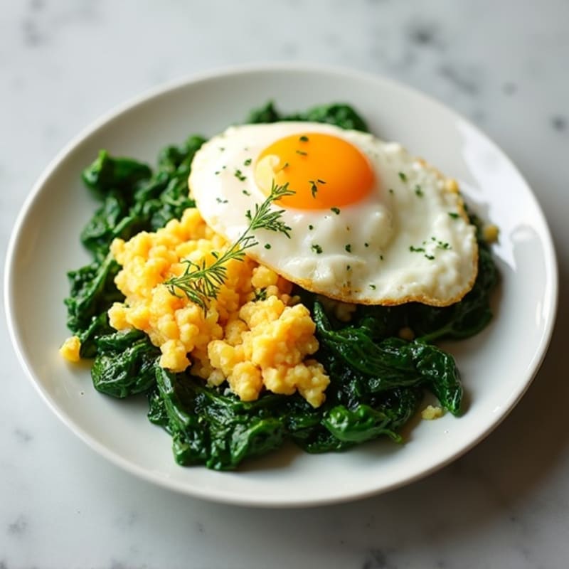 Egg White Scramble with Sautéed Spinach and Cottage Cheese