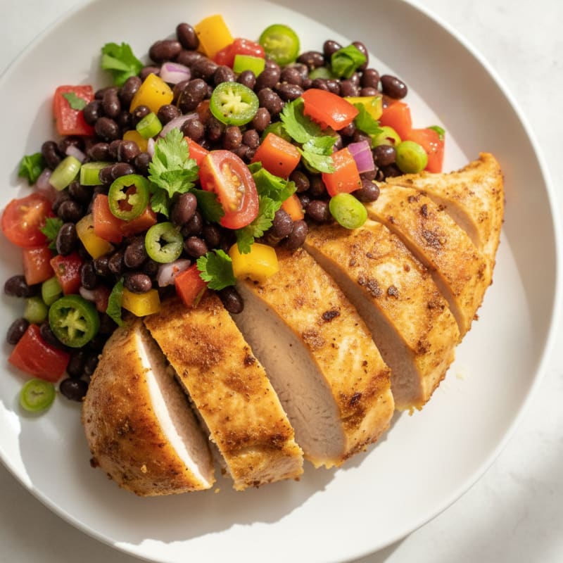 Haitian Griot-Spiced Chicken with Black Bean Salsa