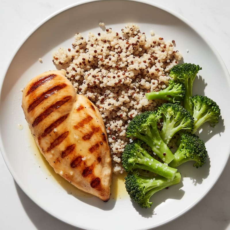 Grilled Chicken Breast with Quinoa and Steamed Broccoli