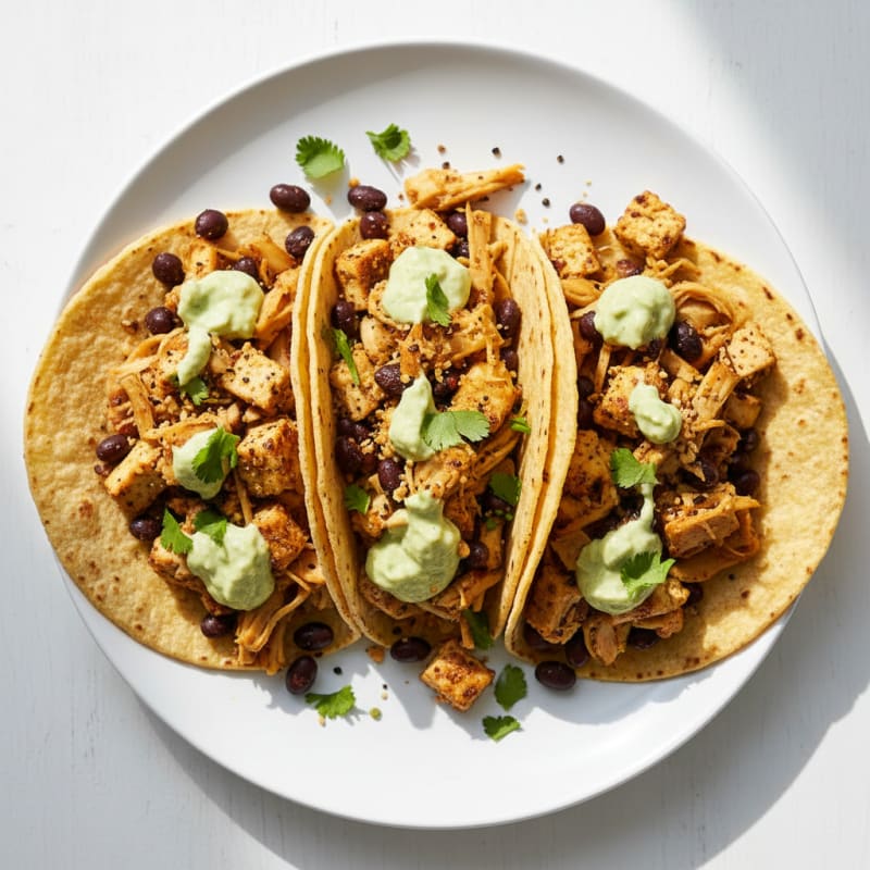 Jackfruit Carnitas Tacos with Avocado Crema