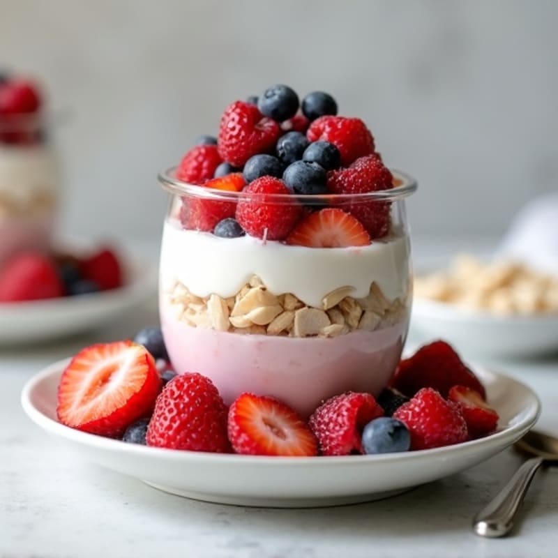 Greek Yogurt Protein Parfait with Mixed Berries and Almonds