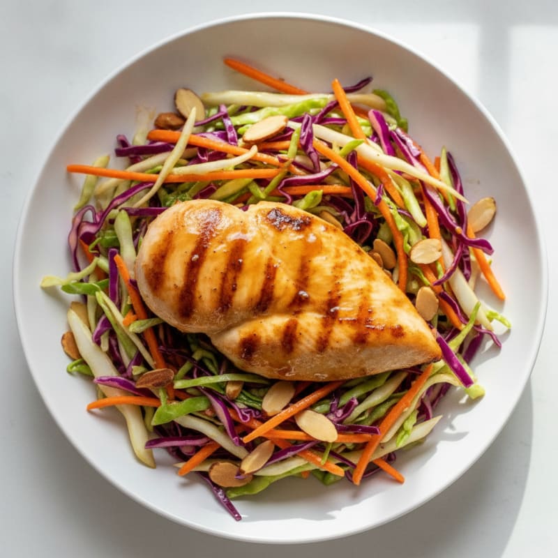 Grilled Chicken Breast with Crunchy Cabbage Slaw