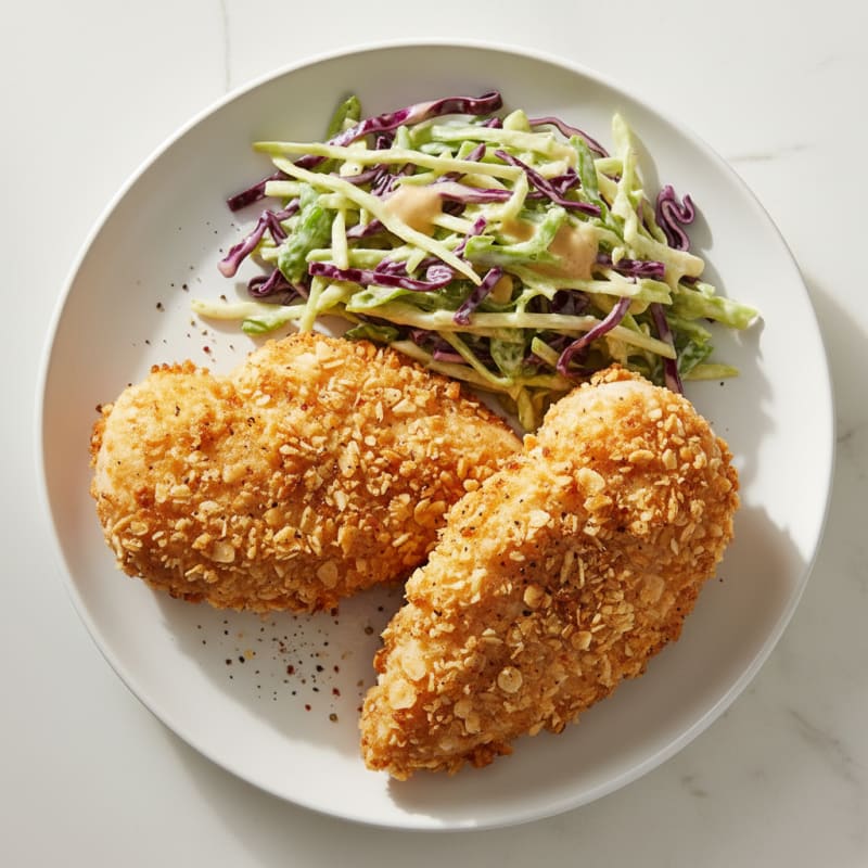 Crispy Buttermilk Fried Chicken with Zesty Slaw