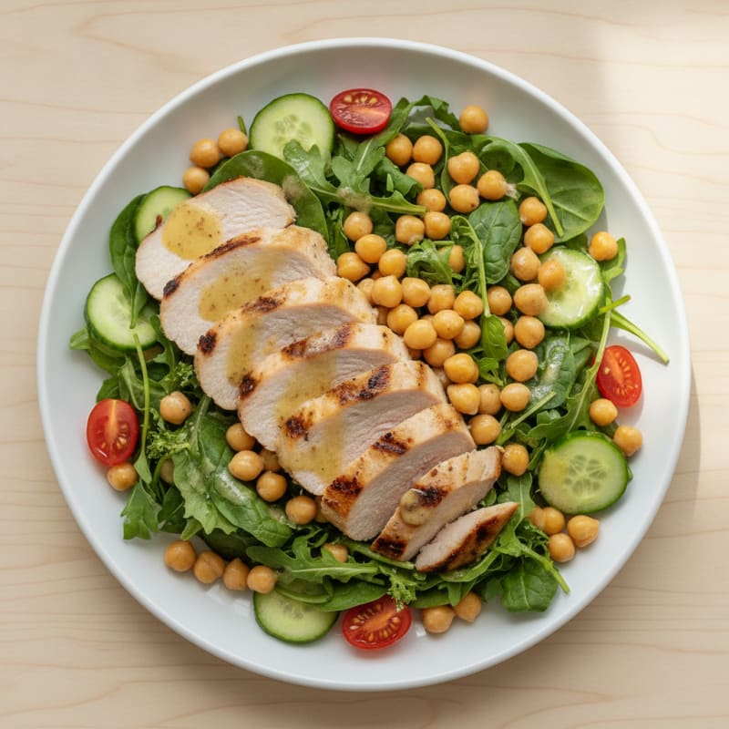 Grilled Turkey Breast Salad with Chickpeas and Lemon Vinaigrette