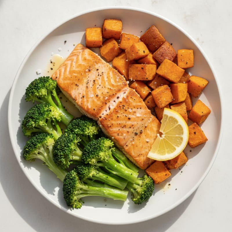 Pan-Seared Salmon with Roasted Sweet Potatoes