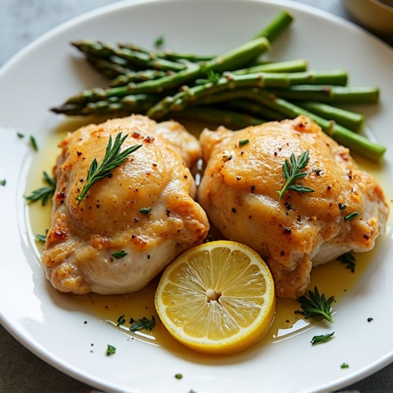 Sheet Pan Lemon Garlic Chicken Thighs with Asparagus