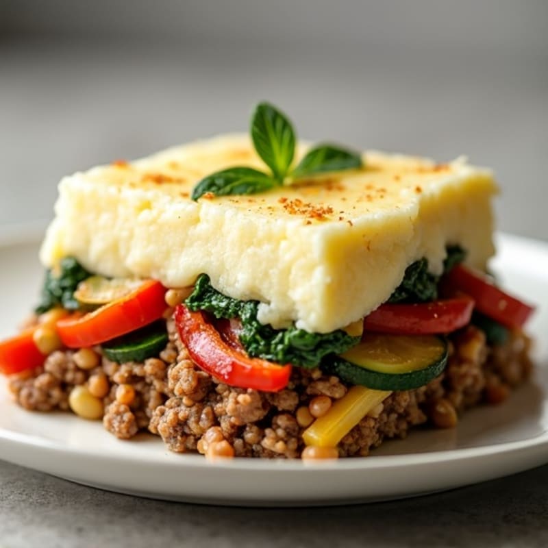 Hearty Lean Ground Beef and Vegetable Bake with Creamy Mashed Potato Topping