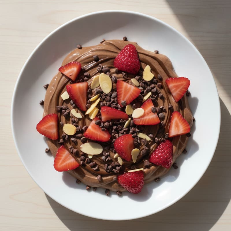 Creamy Greek Yogurt with Chocolate Protein Powder and Fresh Berries