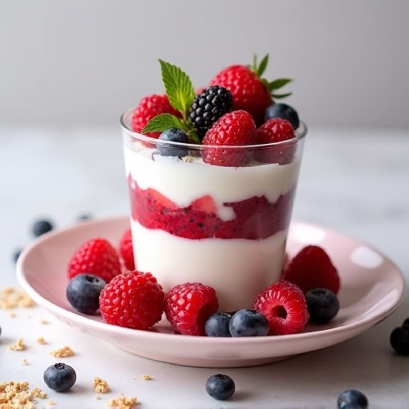 Greek Yogurt Protein Parfait with Mixed Berries