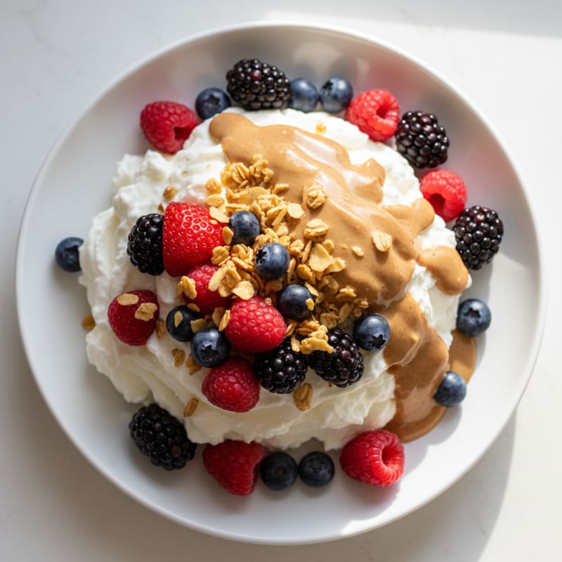 Greek Yogurt Protein Mousse with Mixed Berries