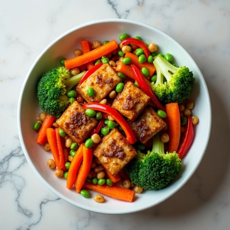 Crispy Maple Glazed Tempeh Stir-Fry with Fresh Vegetables