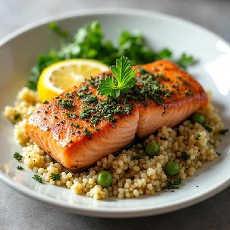 Herb-Crusted Pan Seared Salmon with Quinoa