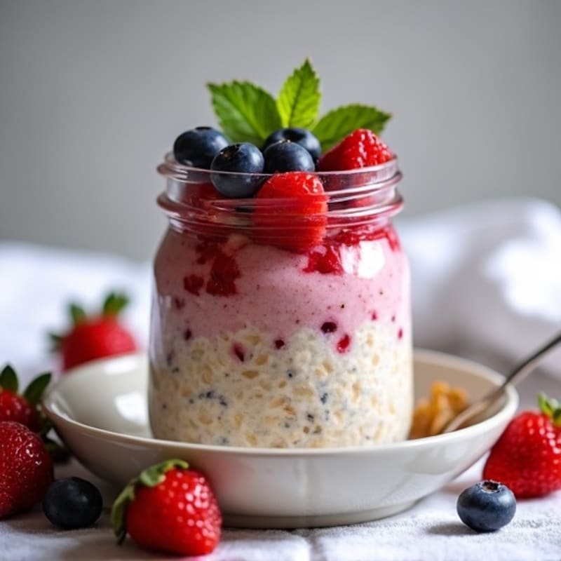 Vanilla-Berry Protein Overnight Oats