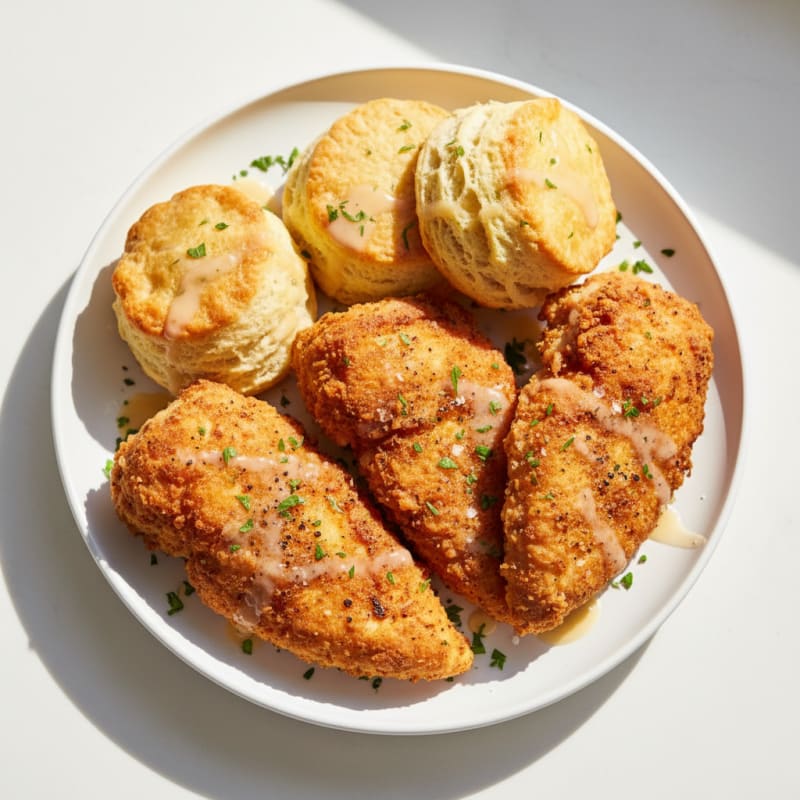 Buttermilk Fried Chicken with Fluffy Biscuits