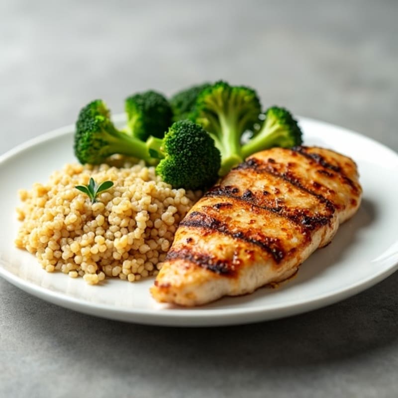 Grilled Chicken Breast with Roasted Broccoli and Quinoa