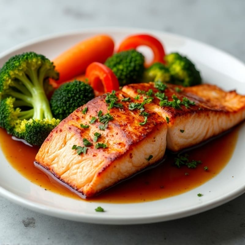 Teriyaki Glazed Salmon with Roasted Vegetables