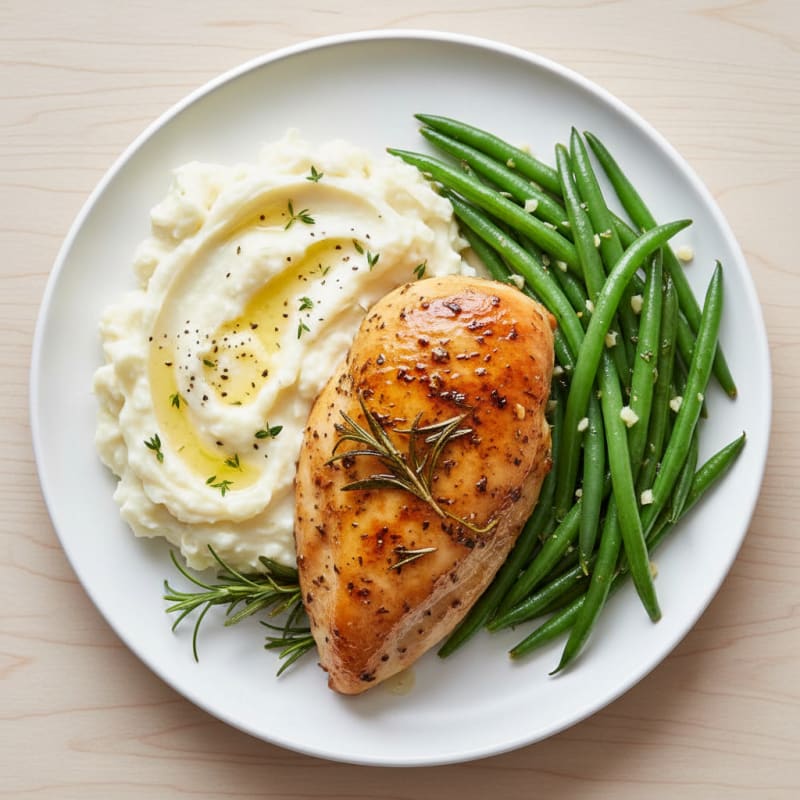 Tender Herb-Roasted Chicken with Creamy Mashed Potatoes