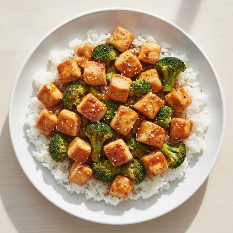 Garlic Chicken and Broccoli Rice Bowl