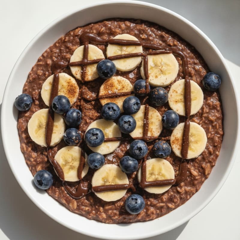 Dark Chocolate Porridge with Blueberries and Banana