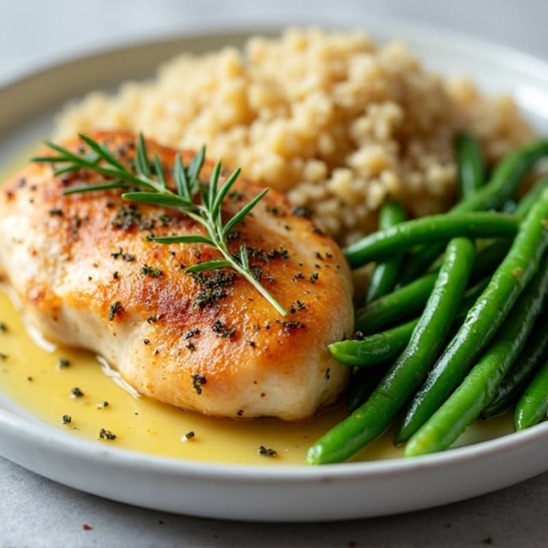 Lemon Herb Roasted Chicken with Crispy Green Beans