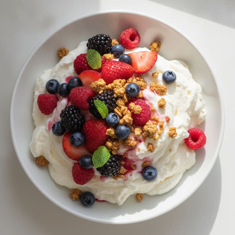 Greek Yogurt Protein Mousse with Mixed Berries