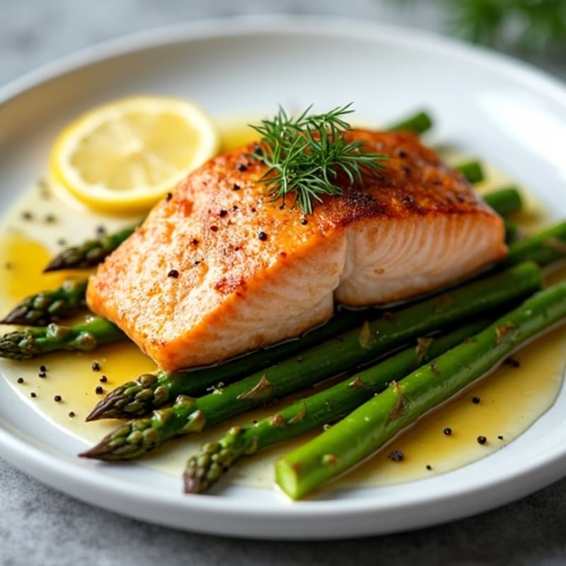 Crispy Pan-Seared Salmon with Roasted Asparagus