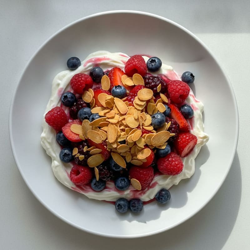 Greek Yogurt Protein Parfait with Berries and Almonds