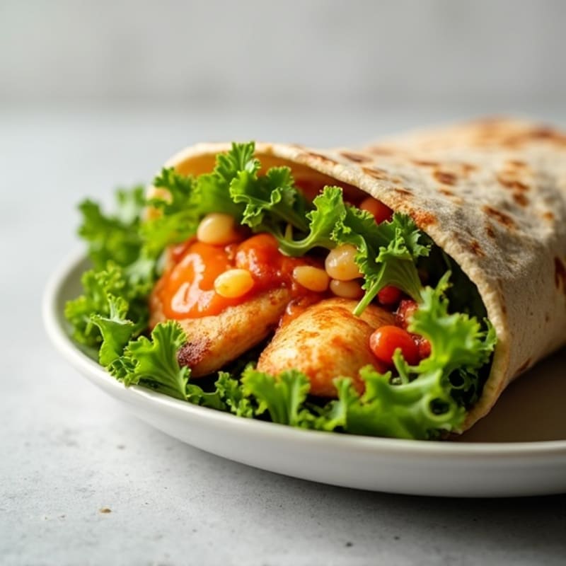 Healthy Buffalo Chicken Wrap with Fresh Greens