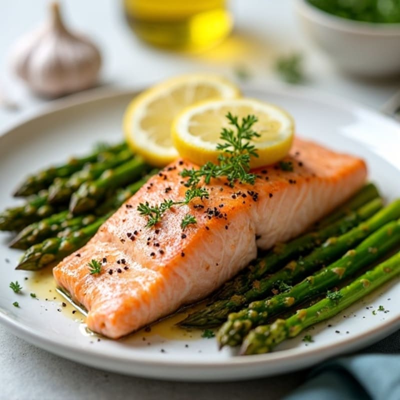 Flaky Baked Salmon with Lemon-Herb Roasted Asparagus