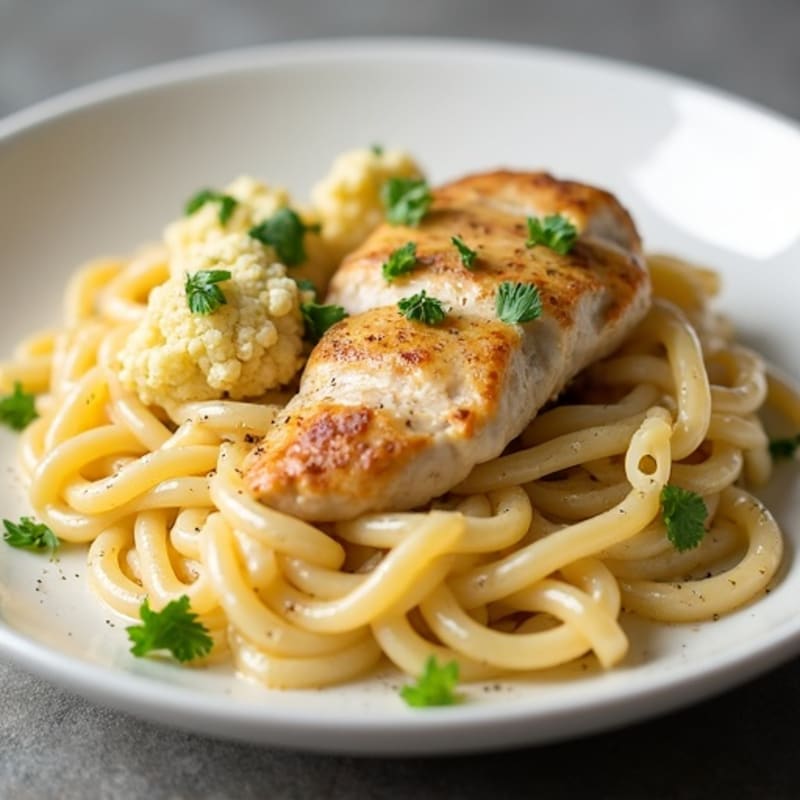 Creamy Cauliflower Alfredo Chicken Pasta