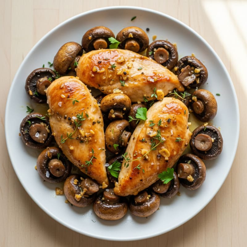 Garlic Butter Roasted Mushrooms with Savory Chicken