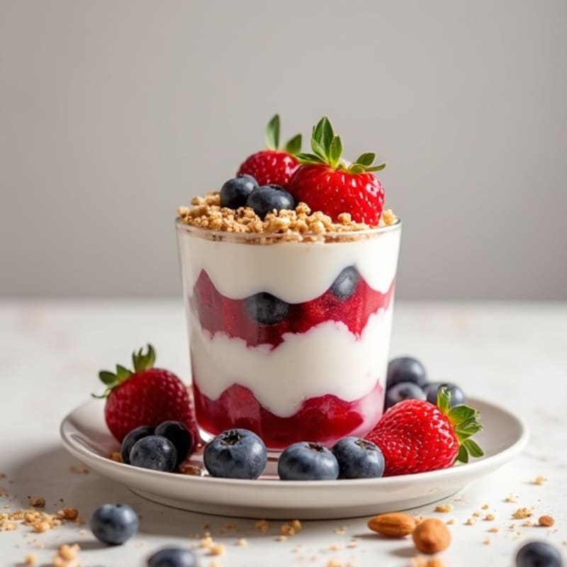 Greek Yogurt Protein Parfait with Berries and Almonds