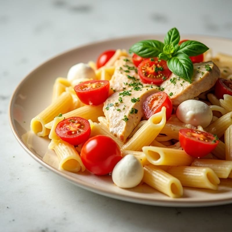 Creamy Chicken Mozzarella Tomato Pasta