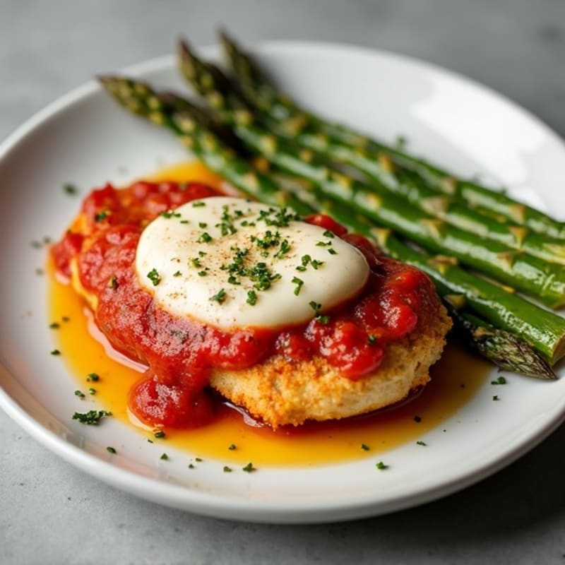 Crispy Baked Chicken Parmesan with Roasted Asparagus