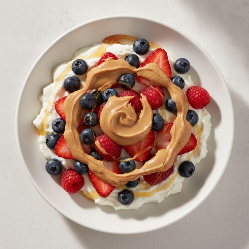Greek Yogurt Protein Parfait with Mixed Berries and Almond Butter