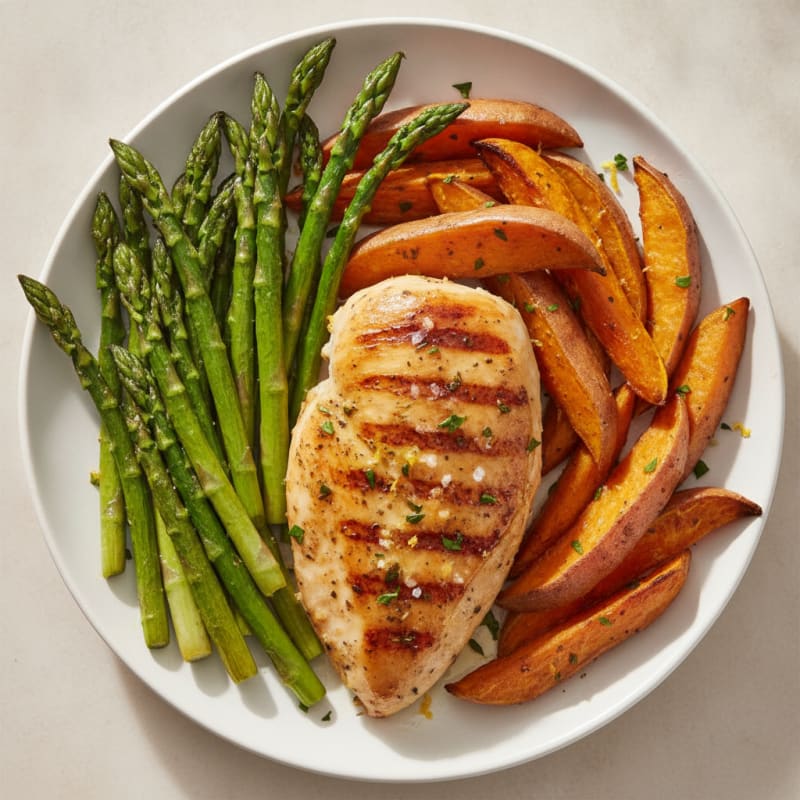 Lemon Herb Roasted Chicken with Asparagus